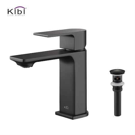 Kibi Mirage Single Handle Bathroom Vanity Sink Faucet with Pop Up Drain C-KBF1001MB-KPW100MB